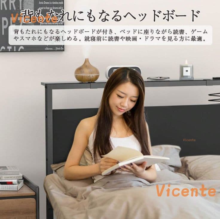 Vicente耐荷重200kgパイプベッドシングルベッド下収納組立簡単 送料無料