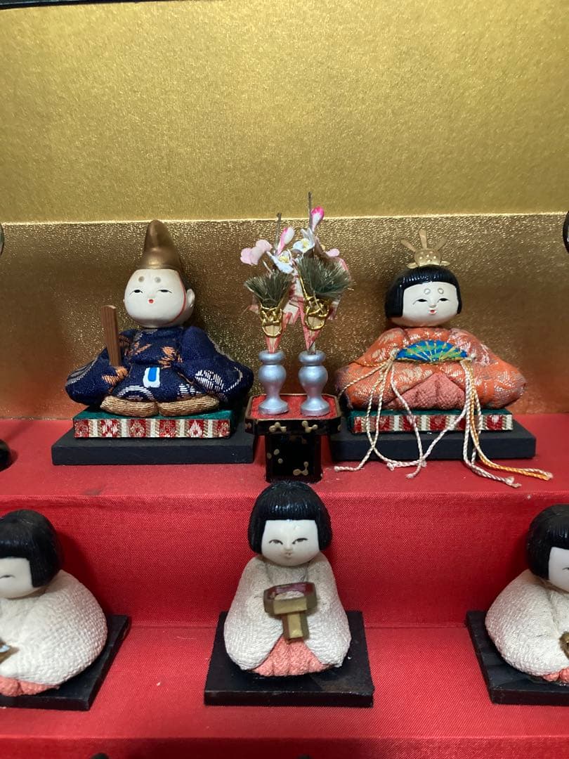 雛人形　木目込み豆雛　ガラスケース入り
