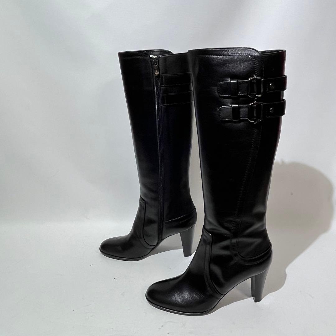 新品　DIANA ダイアナ ロングブーツ サイドジップ ブラック　ダブルベルト