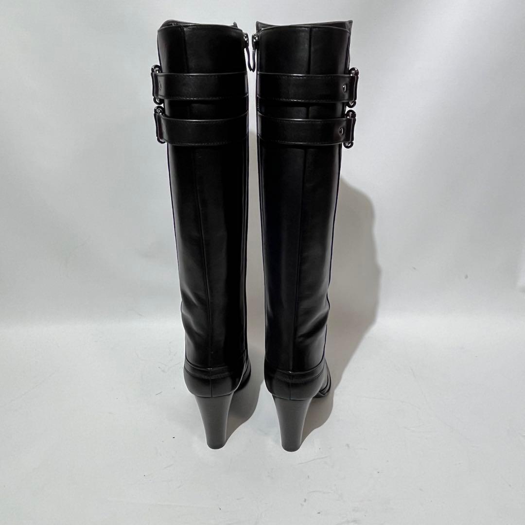 新品　DIANA ダイアナ ロングブーツ サイドジップ ブラック　ダブルベルト