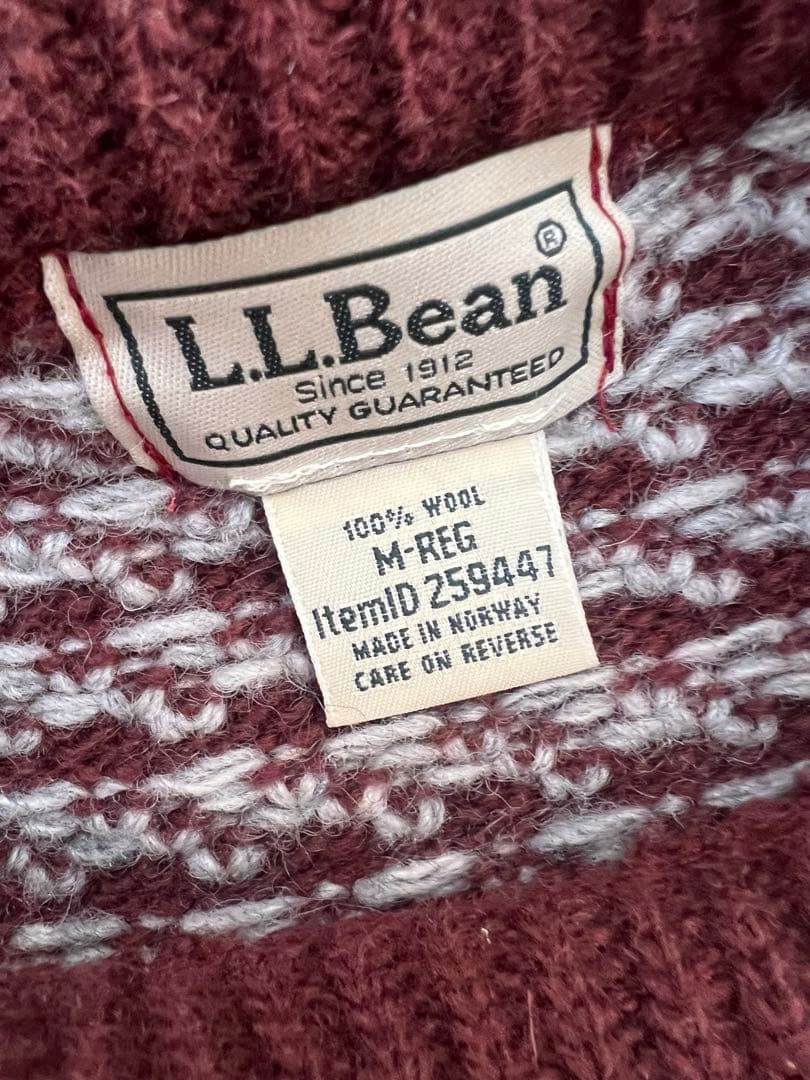 LL Bean バーズアイセーター M バーガンディ