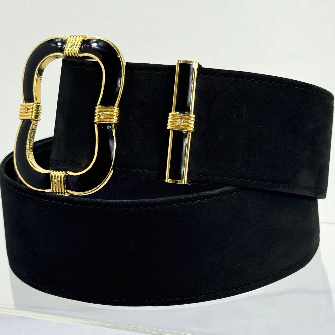 【vintage Dior】スエード ベルト ゴールド　ストーン 00s Y2K