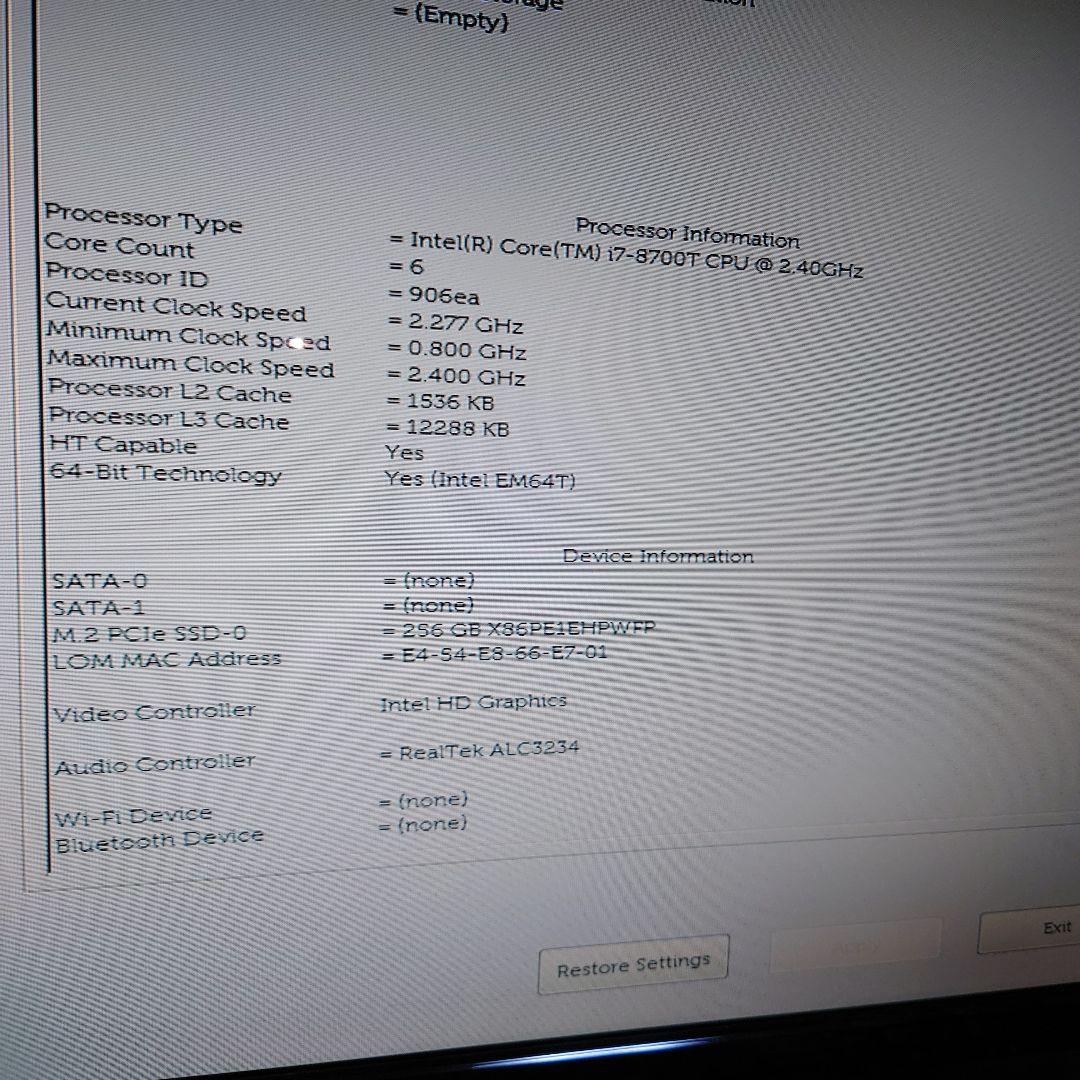 Windowsデスクトップ DELL OptiPlex3060Micro i7-8700T Win11Pro