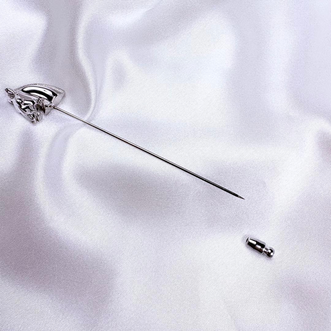 極美品✨️エルメス ホースヘッド ピンブローチ シルバー