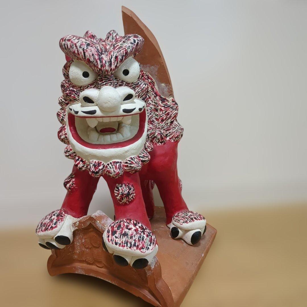 沖縄シーサー　特大高さ43センチ 　　　　　　　重量7.5キロ 　漆喰