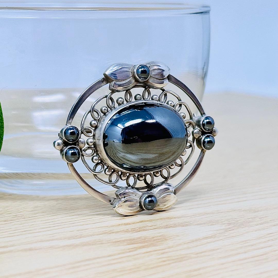   91 ヘマタイト　シルバー　ブローチ　925S