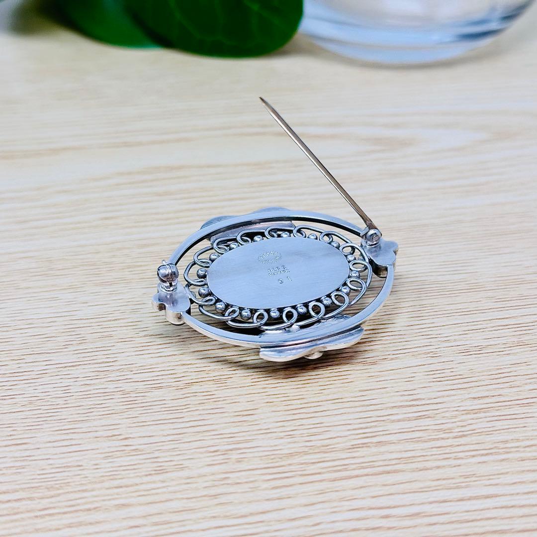   91 ヘマタイト　シルバー　ブローチ　925S