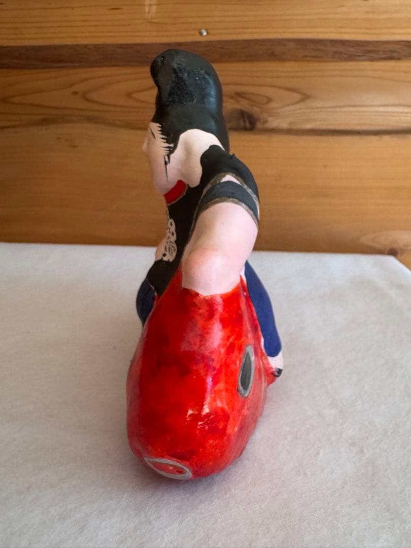 希少 中野土人形 奈良久雄 『鯛乗り恵比寿』郷土玩具 民藝 長野県