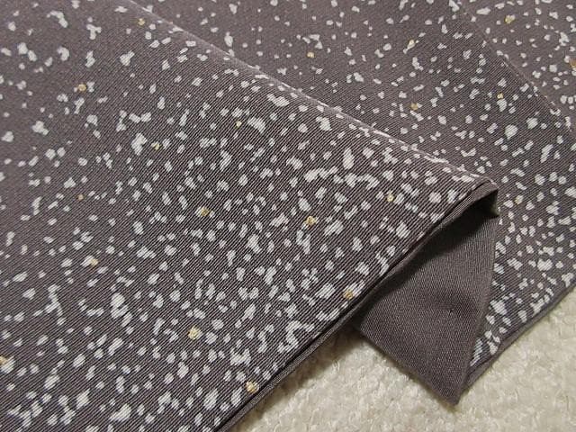 付け下げ小紋：美品：アラレ小紋・グレー・アズキ色：袷正絹：７号：P30