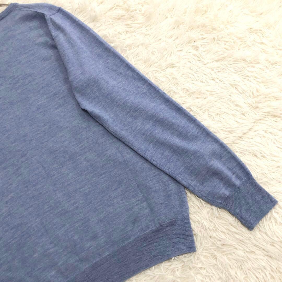 【未使用級】カシミヤ100%エストネーション Vネックセーター L ライトブルー