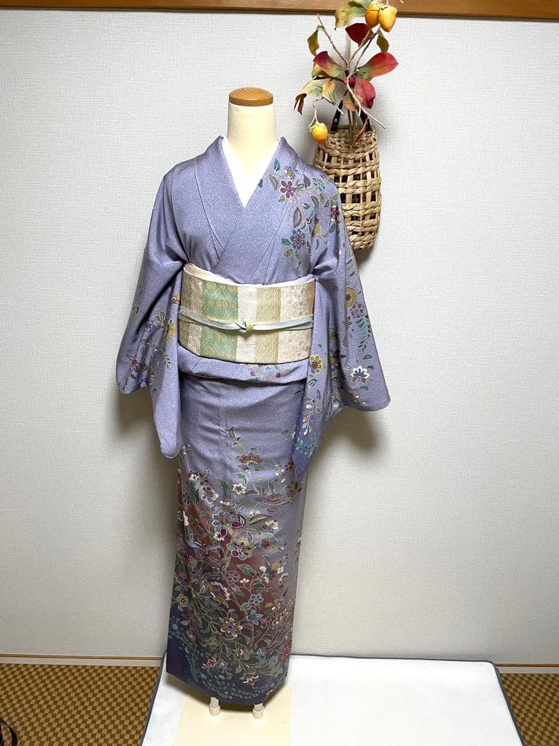 正絹　袷　訪問着　枝垂れ唐花　身丈（肩から）163㎝