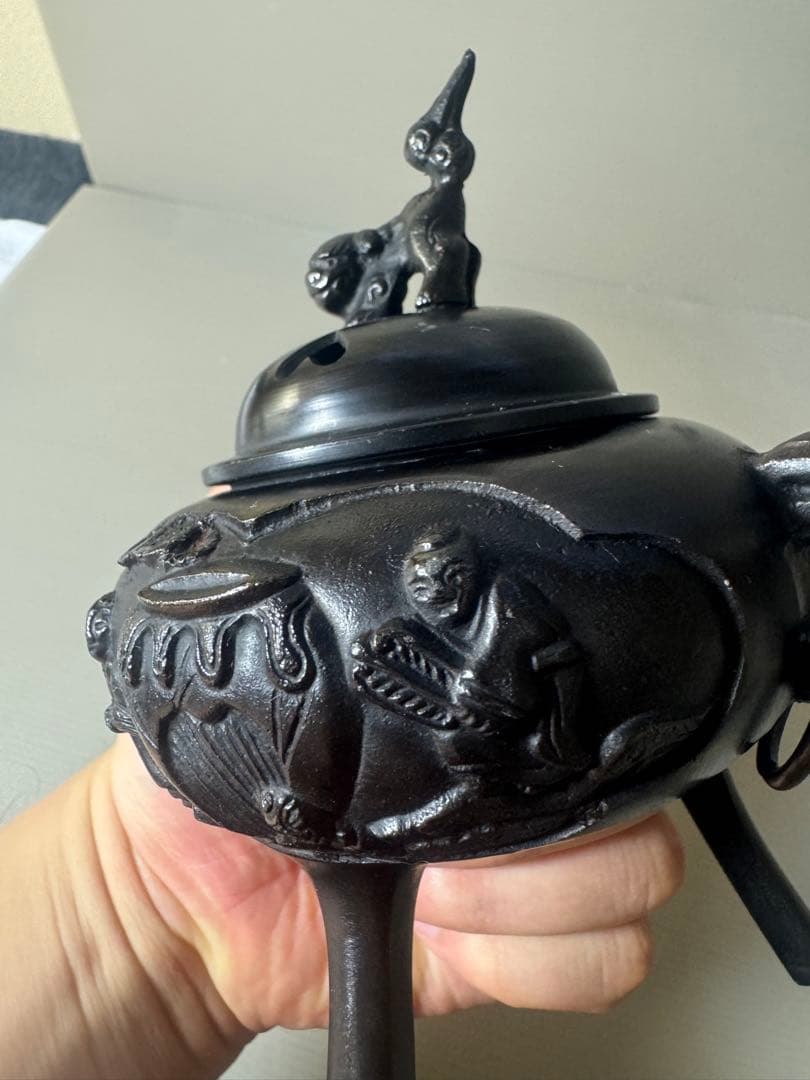 2405 銅製　三足　獅子　香炉