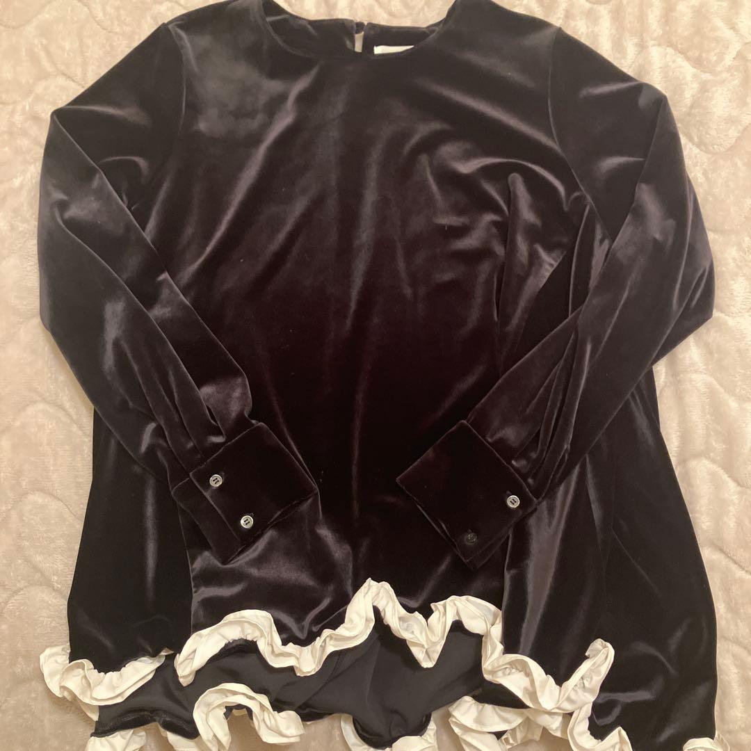 OHGA ベルベット フリル トップス