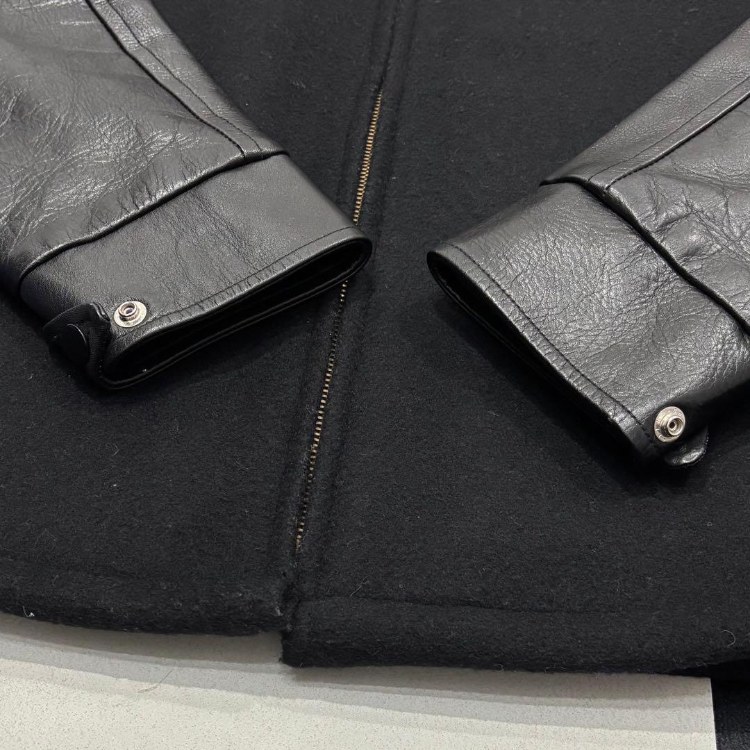 極美品 キャリー レザー メルトン ウール スポーツジャケット スタジャン M