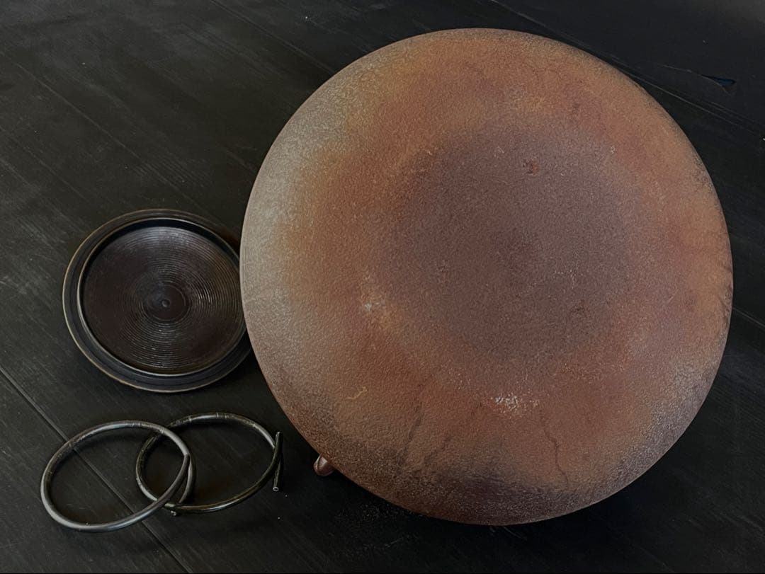 割引‼️『母』 筋入 平丸 姥口釜 人間国宝 敬典 釜鐶 共箱 炉釜（129あ②）