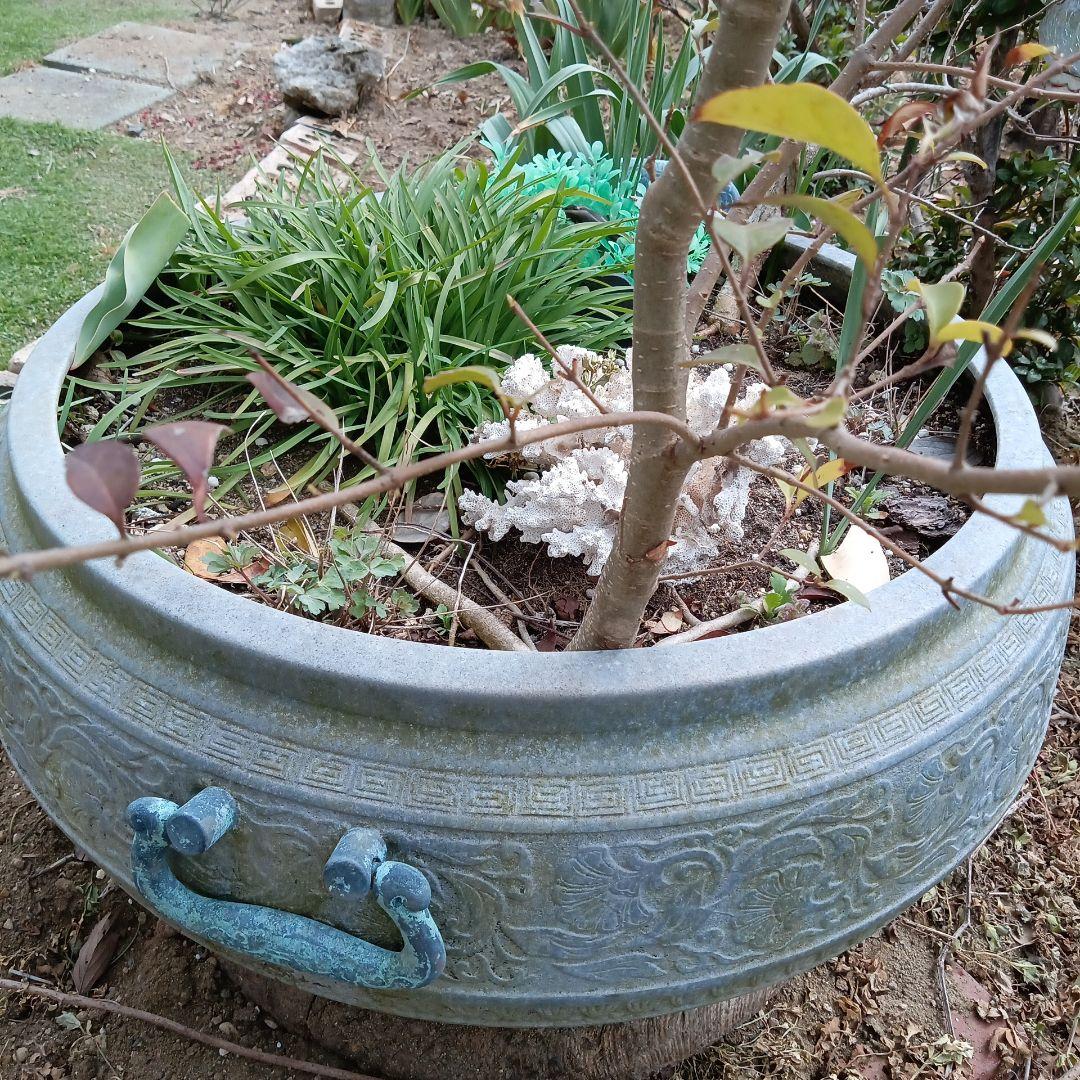 •青銅製火鉢••プランター　ビンテージ•ジャンクガーデン　レトロ火鉢　大きめ