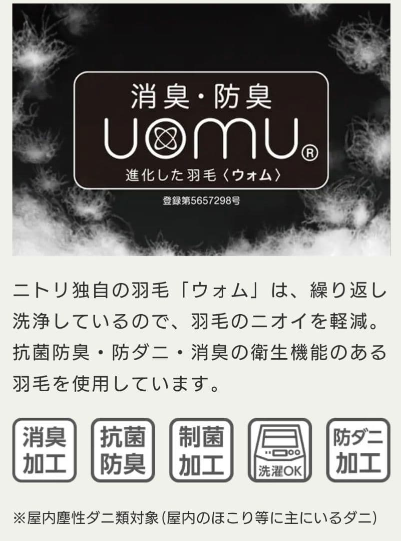 NITORI 羽毛掛け布団 かるふわ シングル