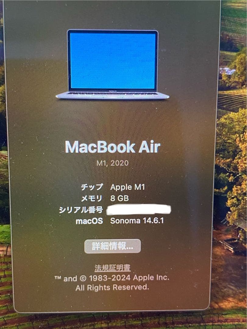 【美品】MacBook Air M1 2020 8GB/SSD256GB