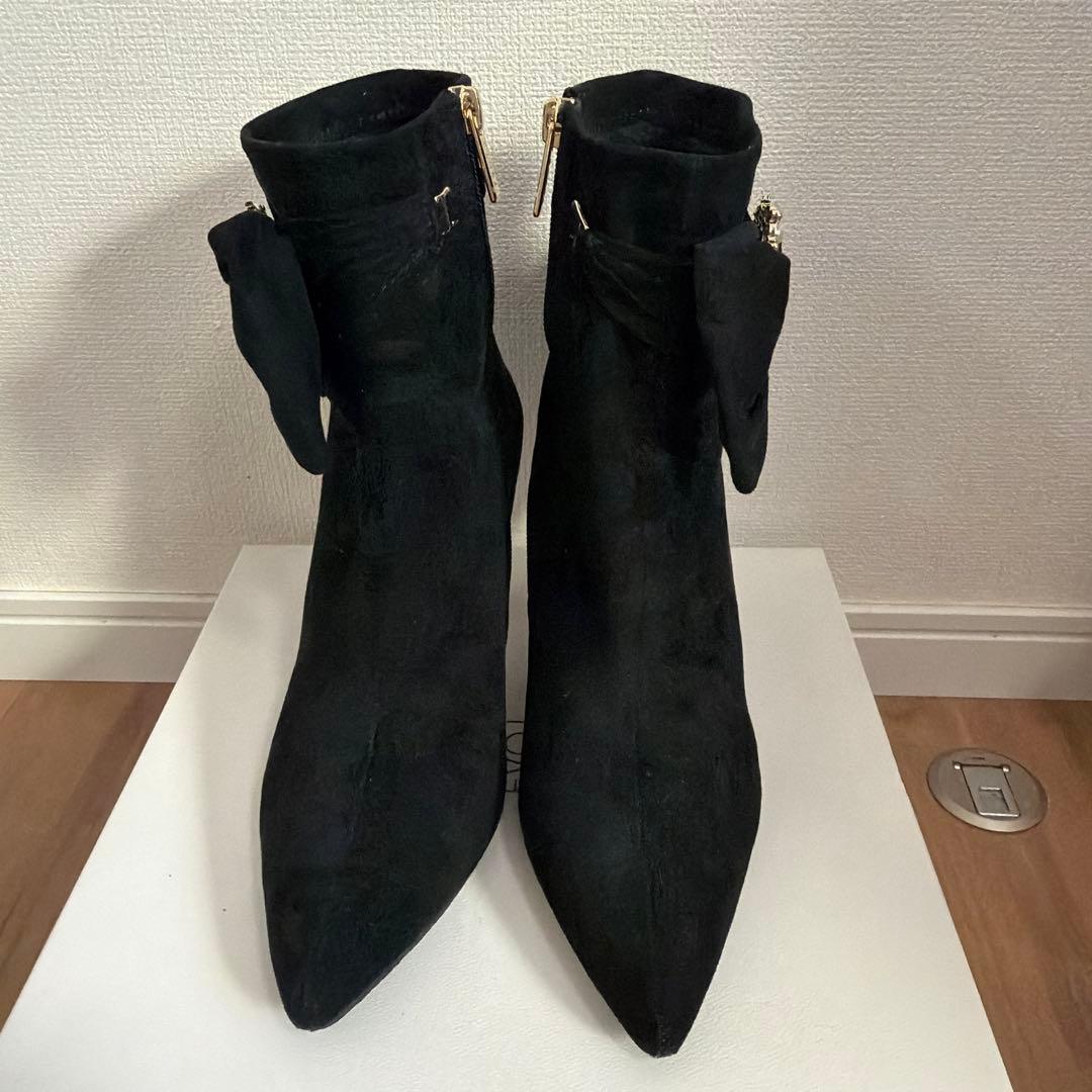 ブーツ 2WAY ビジュー×リボン ショートブーツ レディース