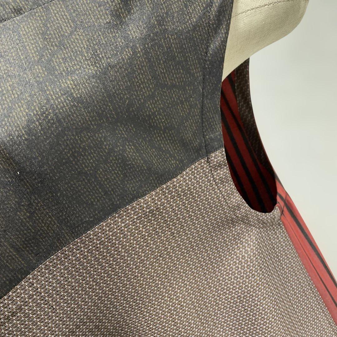 着物ワンピーステントラインロング丈《4》大島紬や紬等(7マルキ含)M〜L