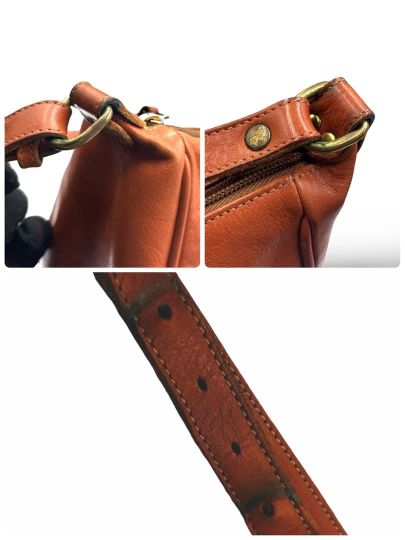 【ヴィンテージ】イルビゾンテ　ショルダーバッグ　オールレザー　茶　ロゴ型押し