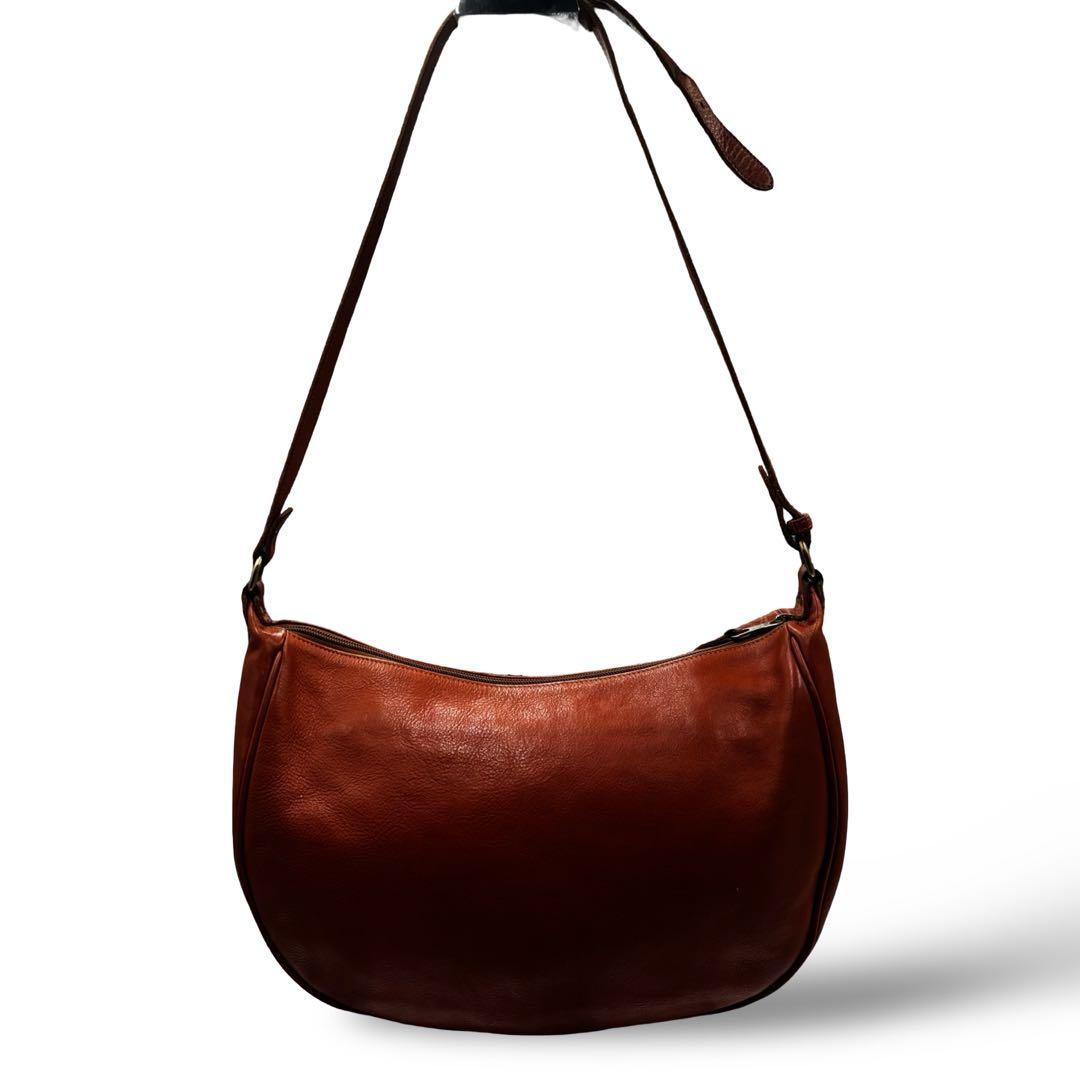 【ヴィンテージ】イルビゾンテ　ショルダーバッグ　オールレザー　茶　ロゴ型押し