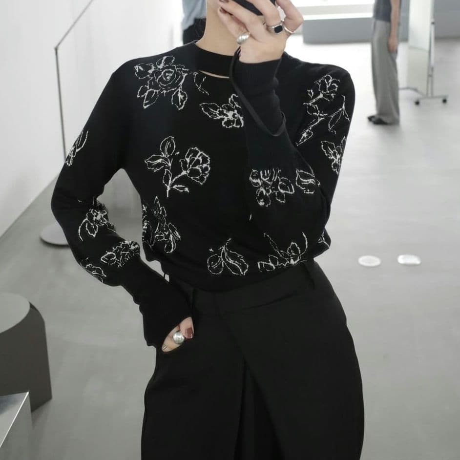 CLANE 田中みな実 THIN FLOWER W FACE CARDIGAN