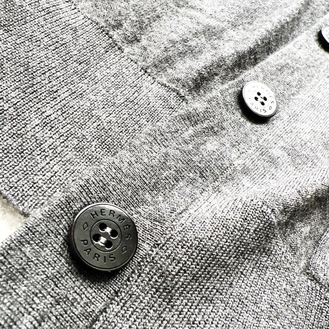 美品　HERMÈSエルメス　ロング　カーディガン カシミヤ×シルク グレー
