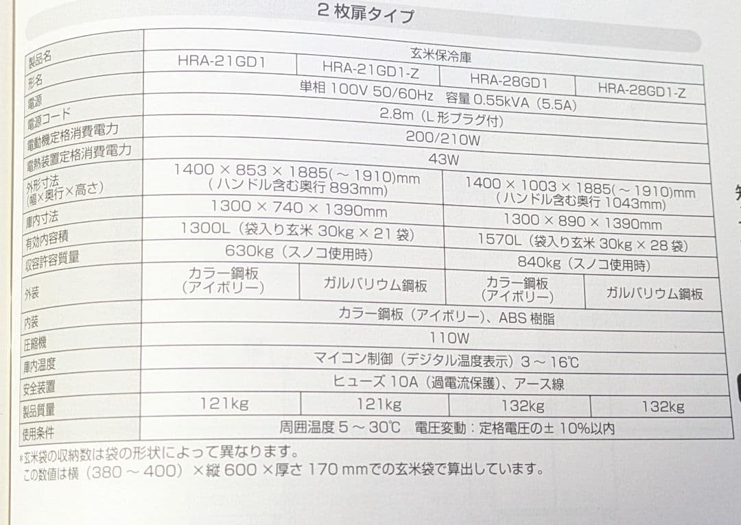ホシザキ☆玄米保冷庫☆28袋☆HRA-28GD1