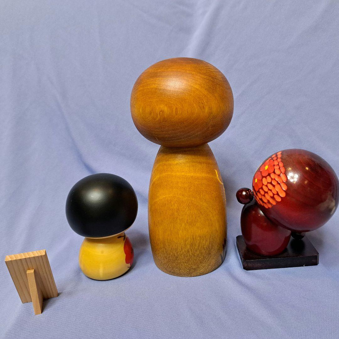 渡辺雄二/秋色　関口としお作/笑顔　里の子/千栄作　創作こけし　3点セット