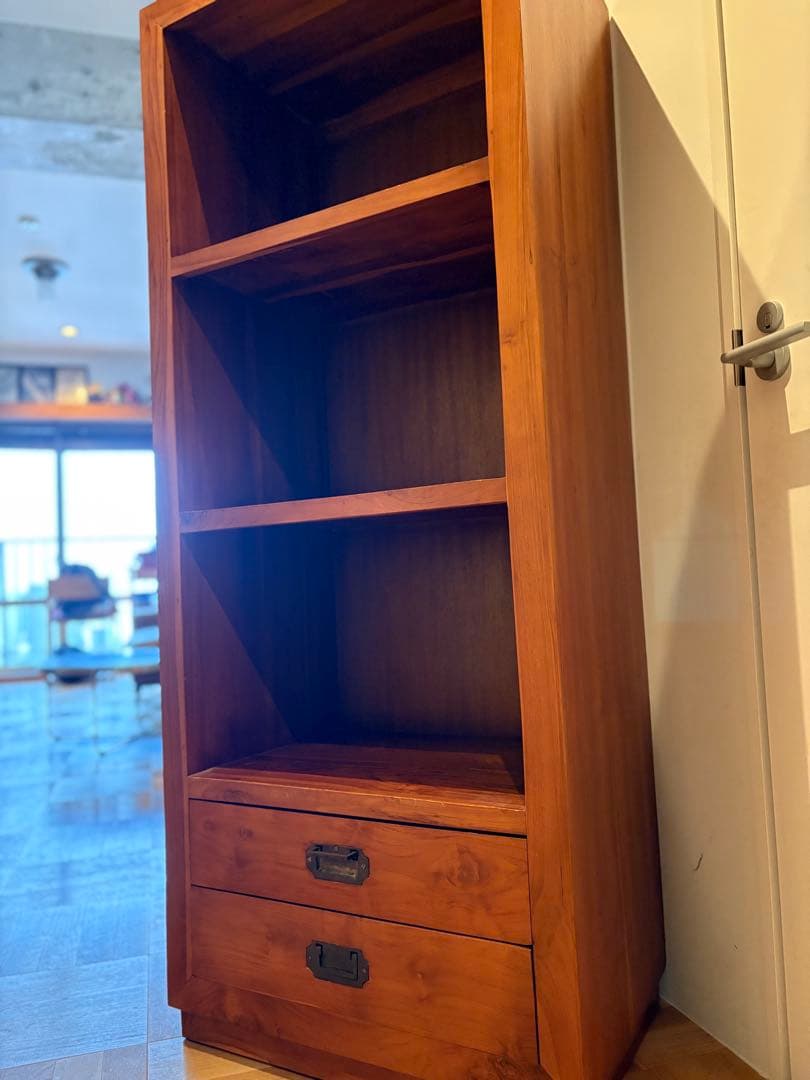 オールドチーク 無垢材 ブックシェルフ 3段+引き出し×2 価格交渉歓迎