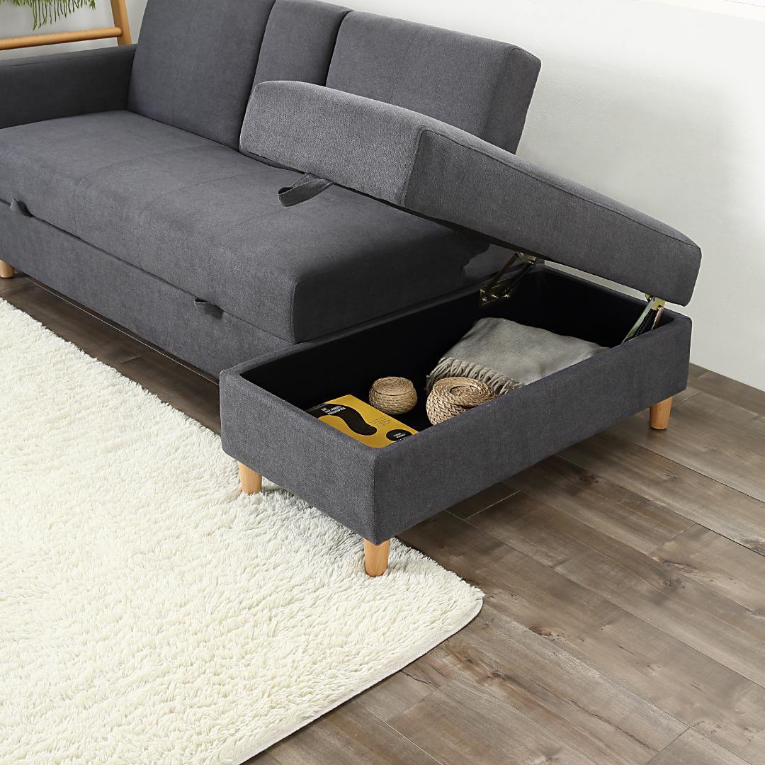 ソファー 3人掛け ソファ 多機能ソファベッド 収納機能 引き出し オットマン