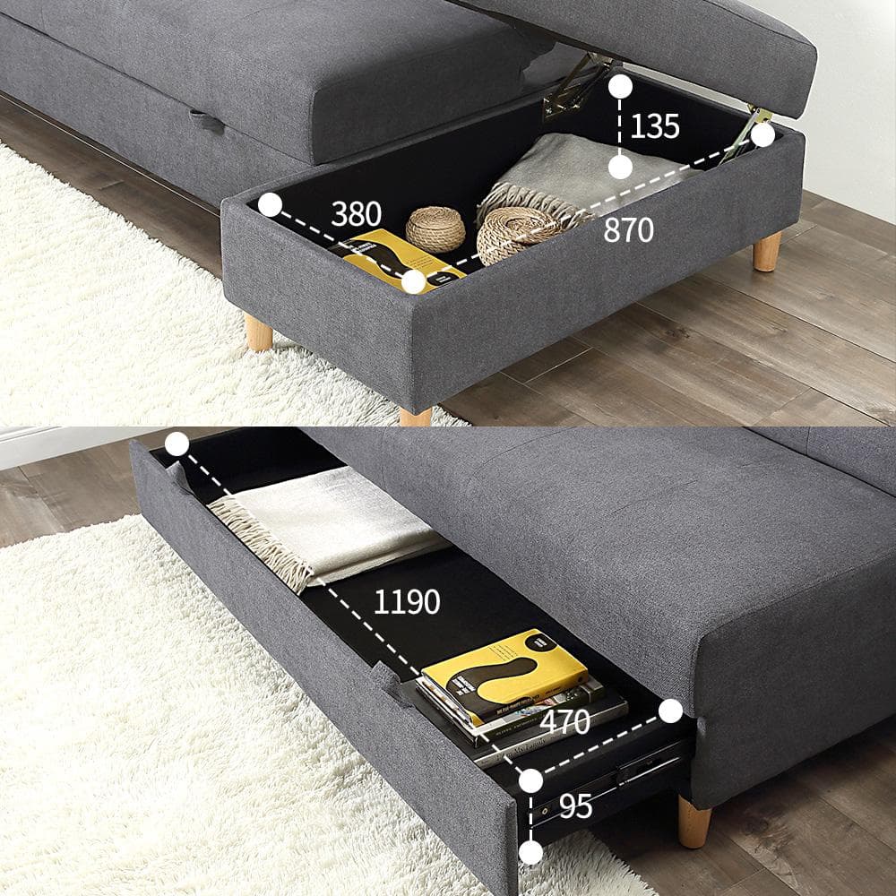 ソファー 3人掛け ソファ 多機能ソファベッド 収納機能 引き出し オットマン