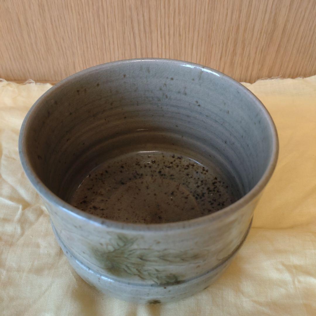 抹茶茶碗　黄瀬戸　胴紐　蕪線彫　加藤十右衛門造　共箱