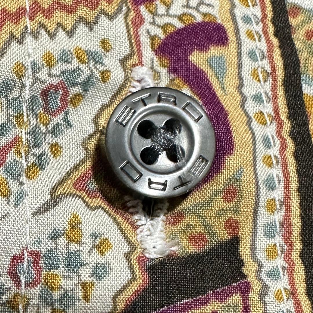 美品✨エトロ　ETRO ペイズリー総柄シャツ　長袖　ベージュ　パープル