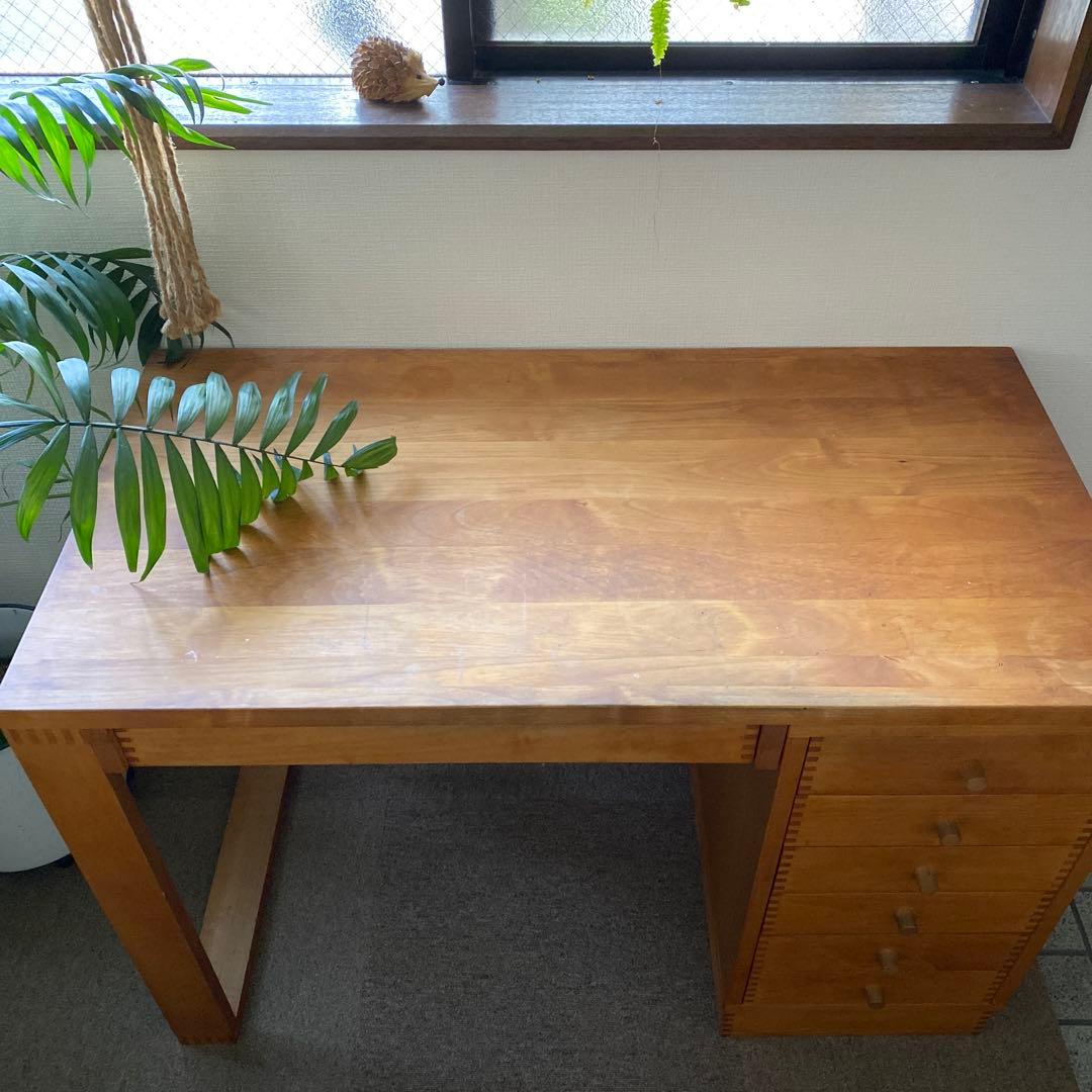イクスス ikususu 片袖デスク アルダー材無垢 書斎デスク　机