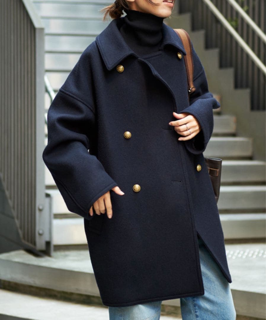 【値下げ　美品】FRAMeWORK Super 100ダブルクロスPコート