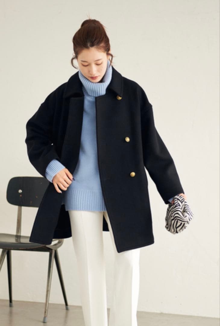 【値下げ　美品】FRAMeWORK Super 100ダブルクロスPコート