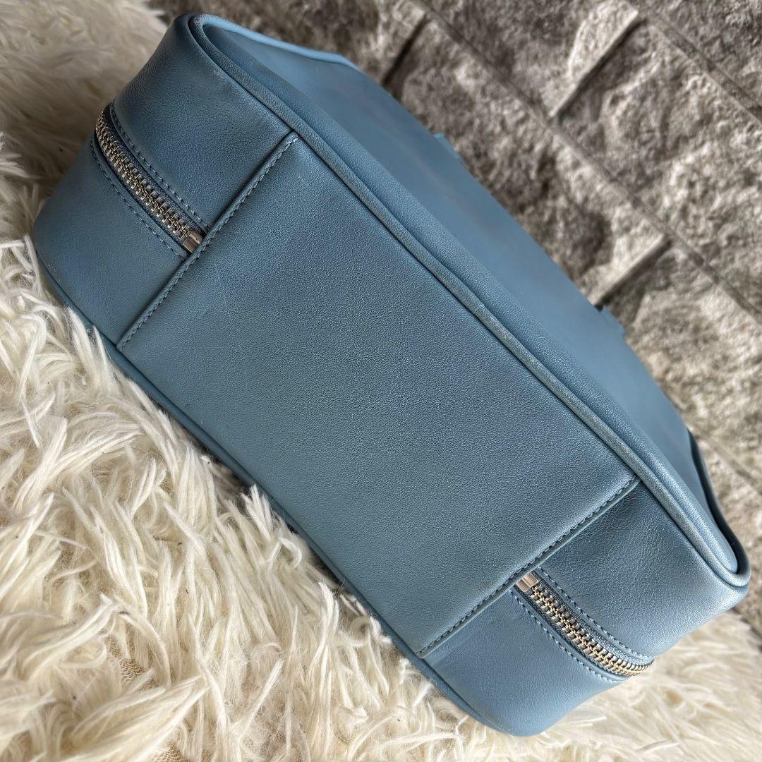 【超激レア 美品】オールドコーチ　ハンドバッグ　スクエアバッグ　レザー　ブルー系