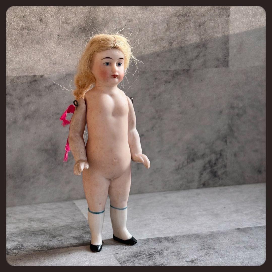 アンティーク 三つ編みの少女オールビスクドール ミニョネット