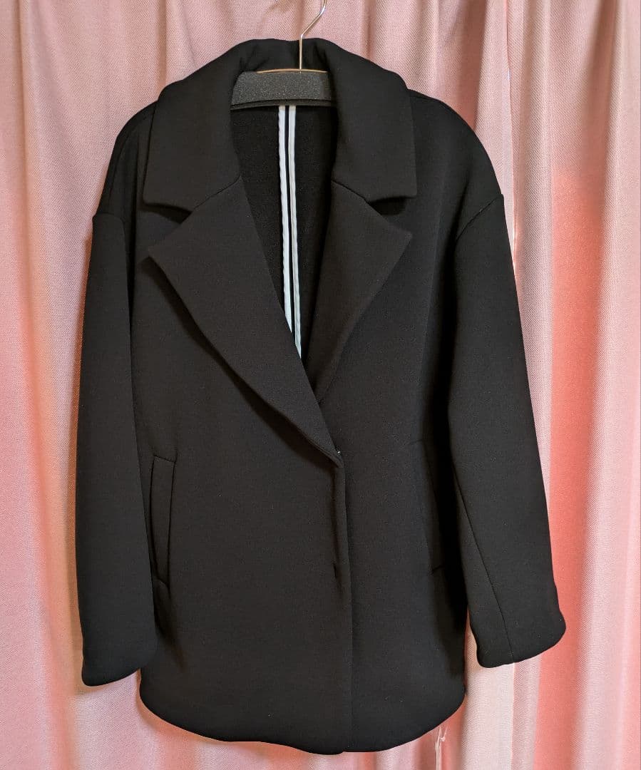 SHIPS any ダンボールコクーンテーラードミディコート 黒 新品 タグつき