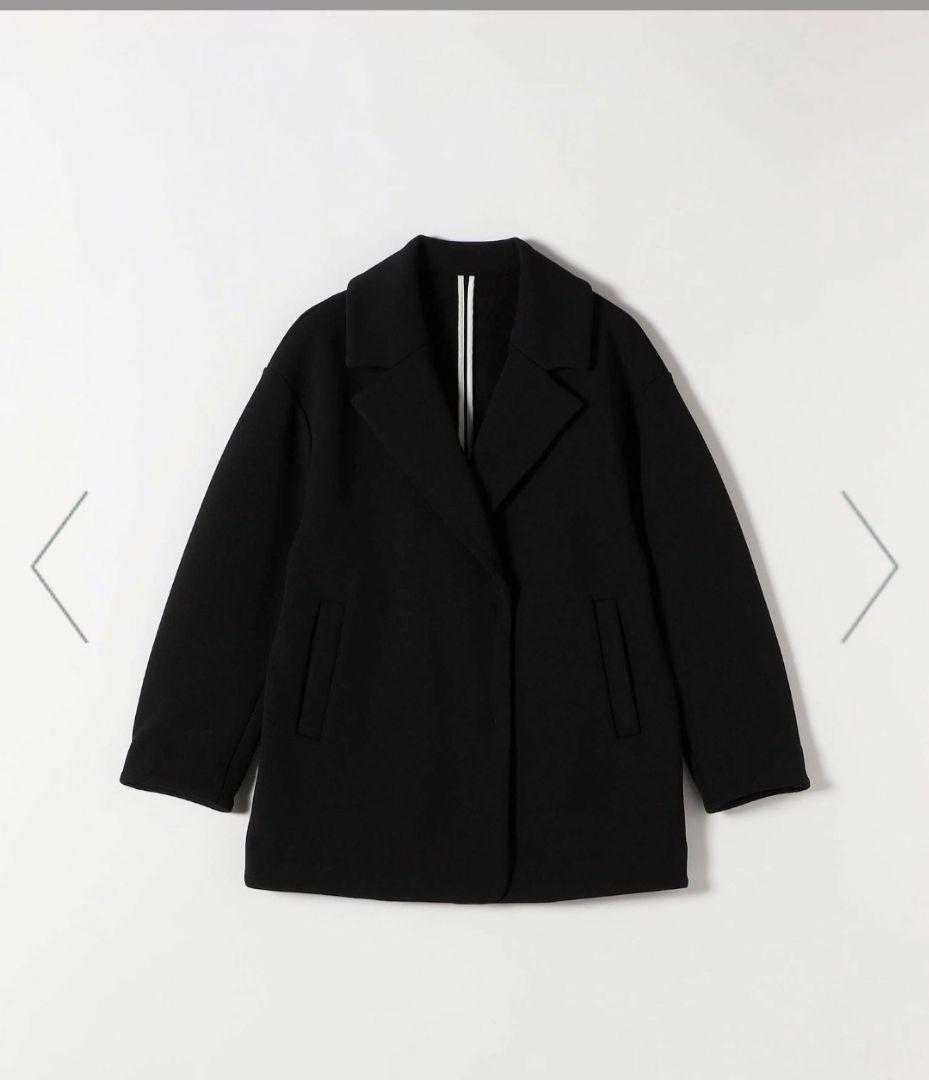 SHIPS any ダンボールコクーンテーラードミディコート 黒 新品 タグつき