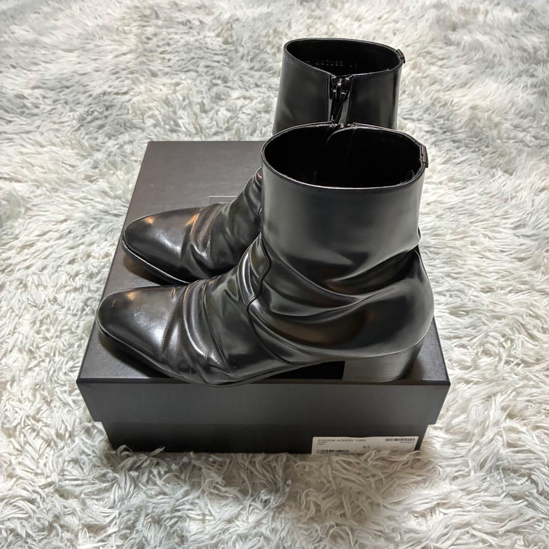 【○箱あり】SAINT LAURENT PARIS 本革 41 BLACK