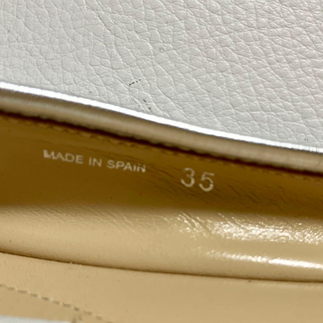 極美品✨ジミーチュー　シルバー　フラット バレエシューズ　リボン　22.5cm