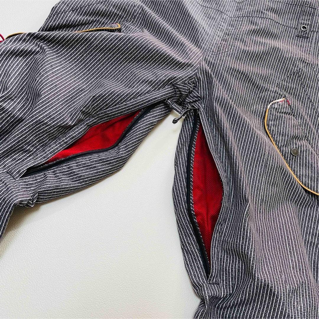 6665 バートン　ビブパンツ　ストライプ　ヒッコリー　ポーチ付き