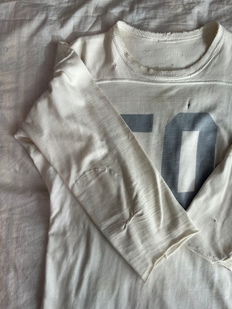 50s 50年代 フットボールt 染み込みプリント football T