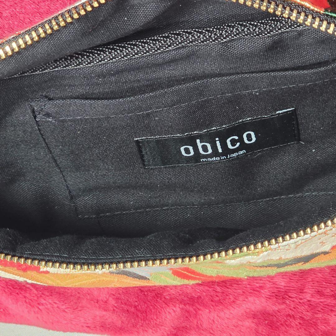 極美品・ほぼ未使用★obico 帯リメイク ボディバッグ 鶴 牡丹 金糸 日本製