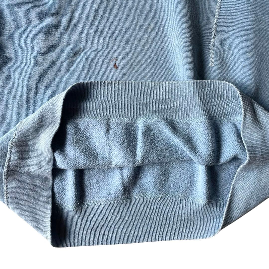 60s ヴィンテージ スウェット 無地 水色 ラグラン 4本針 XLフェード