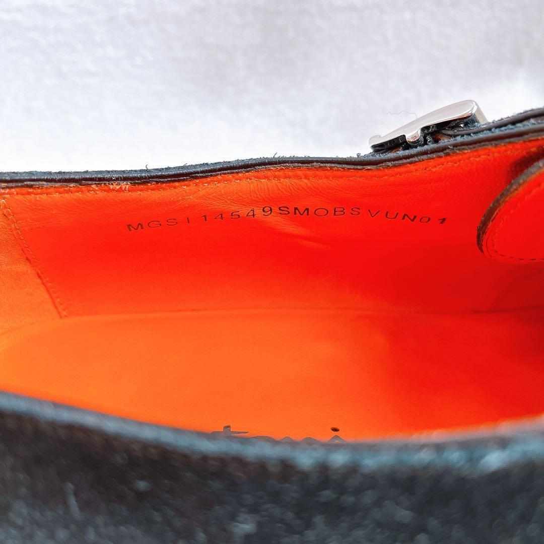 美品 サントーニ ダブルモンクストラップ スエード ビジネス ドレスシューズ 黒