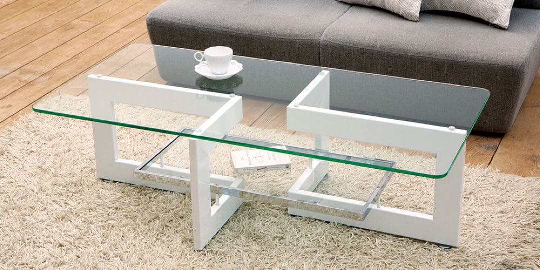 IDC大塚家具 アルテジャパン ガラス センター テーブル ホワイトYG-63